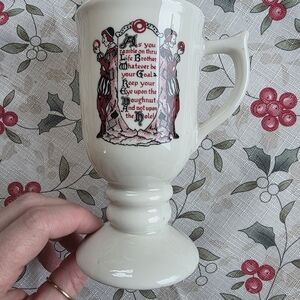 Vintage Style Cream Mug with Red Accents